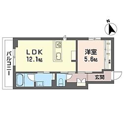 プライムフィールド 1LDKの間取図画像