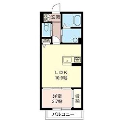スーセントマリー 1LDKの間取図画像
