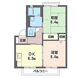 カーサ・ミラb 2DKの間取図画像