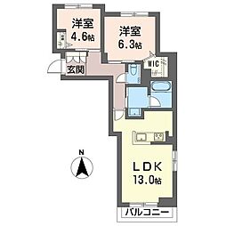 メゾン・ド・ノワール 2LDKの間取図画像