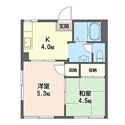 ベイハイツB 2Kの間取図画像