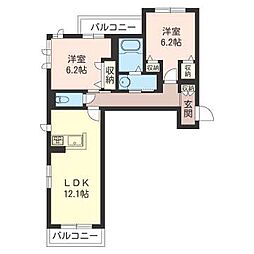 マイ.ファニー.コート1 2LDKの間取図画像