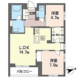 沙留夢 2LDKの間取図画像