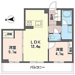 ホクレアセンター北 2LDKの間取図画像