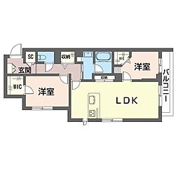 ラ・コリーナ中山ウエスト 2LDKの間取図画像