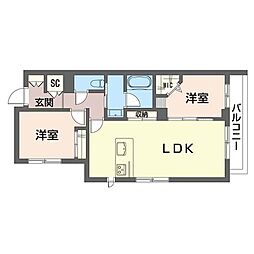 ラ・コリーナ中山ウエスト 2LDKの間取図画像