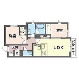 ラ・コリーナ中山ウエスト 2LDKの間取図画像