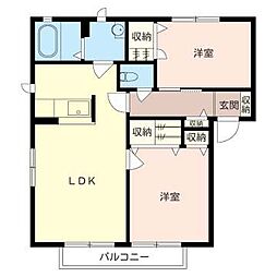 ディアス綱島D 2LDKの間取図画像