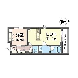 カーサレジオソーレ 1LDKの間取図画像