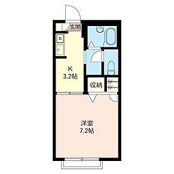 グランメールA 1Kの間取図画像
