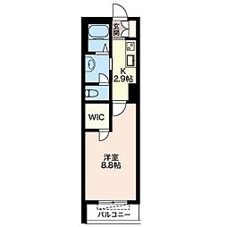 エリタージュメゾン 1Kの間取図画像