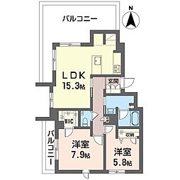 ブリスコート 2LDKの間取図画像