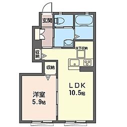 フォレストハイム 1LDKの間取図画像