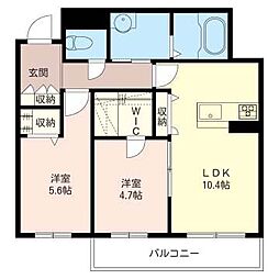 シャーメゾンSquareGarden1 2LDKの間取図画像