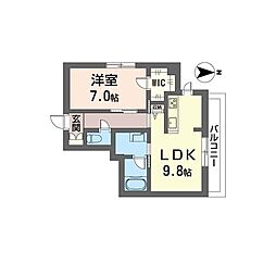 カーサ多摩川 1LDKの間取図画像