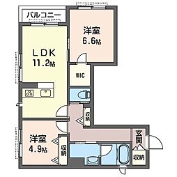 モンリーブル 2LDKの間取図画像