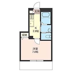 M-PRIME 1Kの間取図画像
