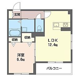ミリア花の木ANNEX 1LDKの間取図画像