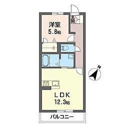 ミリア花の木East 1LDKの間取図画像