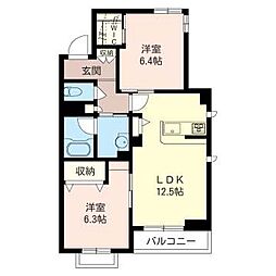 GrandirSoloCosta 2LDKの間取図画像