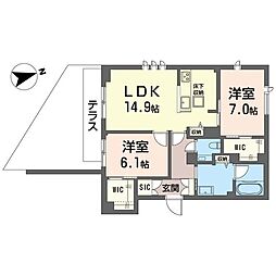 グラン・ノワール 2LDKの間取図画像