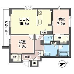 グラン・ノワール 2LDKの間取図画像