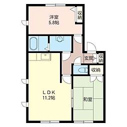 サンフレンドハイツC棟 2LDKの間取図画像