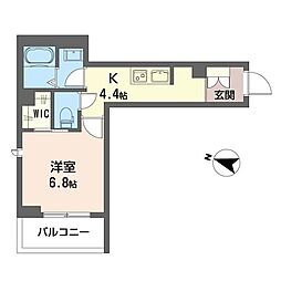 グランドソレイユ蘇我 1Kの間取図画像