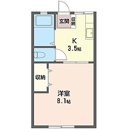 シティハイム蘇我 1Kの間取図画像