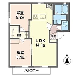 シャーメゾンShin'sB 2LDKの間取図画像