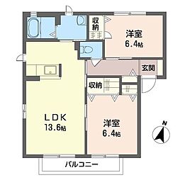 シャーメゾンカルディナール 2LDKの間取図画像