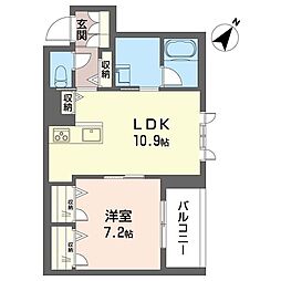 コルマル 3階1LDKの間取り