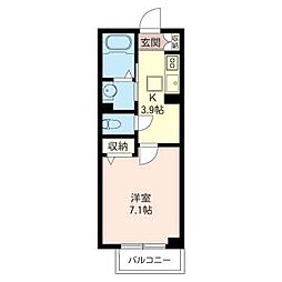 アビタシオン3 1Kの間取図画像