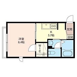 アルテ井の頭 1階1Kの間取り