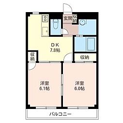 セントレー関町 2DKの間取図画像