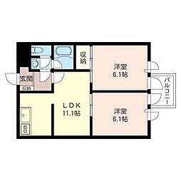 グリーンフラッツ小金井 2LDKの間取図画像