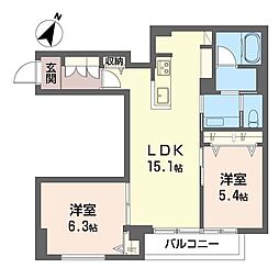 ミッテ 1階2LDKの間取り