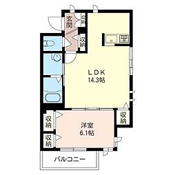 橋爪二ビル 1LDKの間取図画像