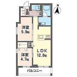 ウインド　シュピール 4階2LDKの間取り