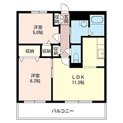 サンボナール 2LDKの間取図画像