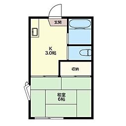 ジェームスハイツA棟 1Kの間取図画像