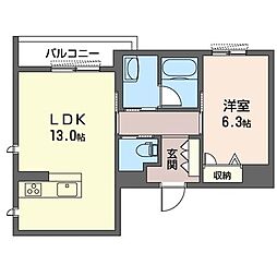 ラ・フレーズ弐番館 1LDKの間取図画像