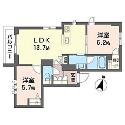 シャーメゾン神地 2LDKの間取図画像