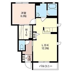 バジルガーデン 1LDKの間取図画像