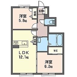 エコーヴィラ 2LDKの間取図画像