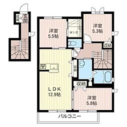 グリーンハーブB 3LDKの間取図画像
