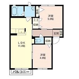 メゾン・ファシルB 2LDKの間取図画像