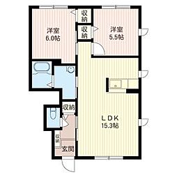 プロスパー板橋 2LDKの間取図画像