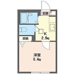 アムール1 1Kの間取図画像