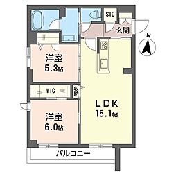 サンクチュアリ櫛引 2LDKの間取図画像